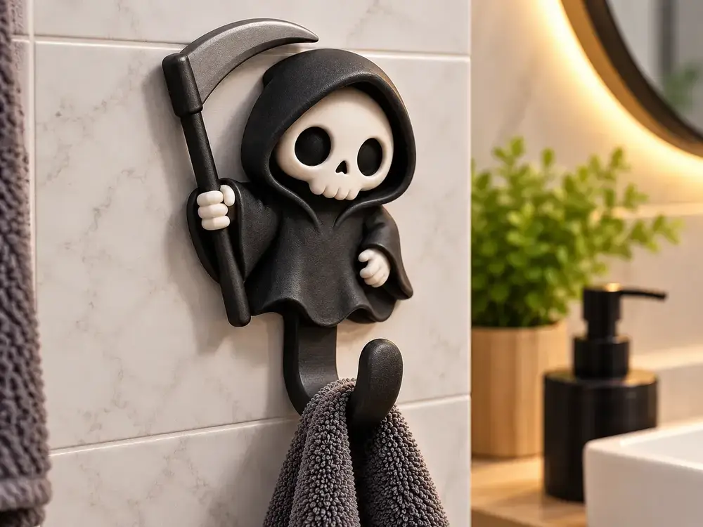 Cute Grim Reaper Towel Hook –Halloween Wall Hanger