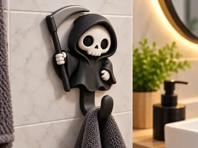 Cute Grim Reaper Towel Hook –Halloween Wall Hanger