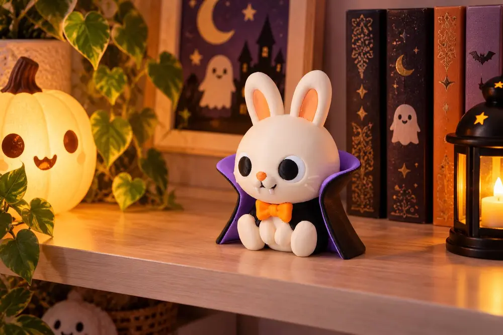 Cute Vampire Bunny Halloween Figurine