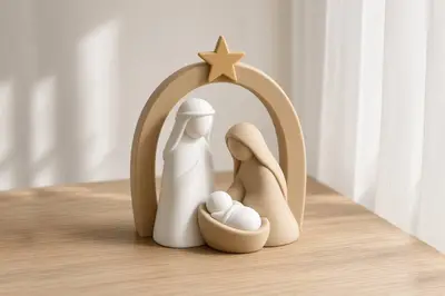 Minimalist Arch Nativity - Holy Family Under a Star