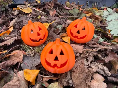 Halloween 3 Spooky Pumpkin Candle Holders