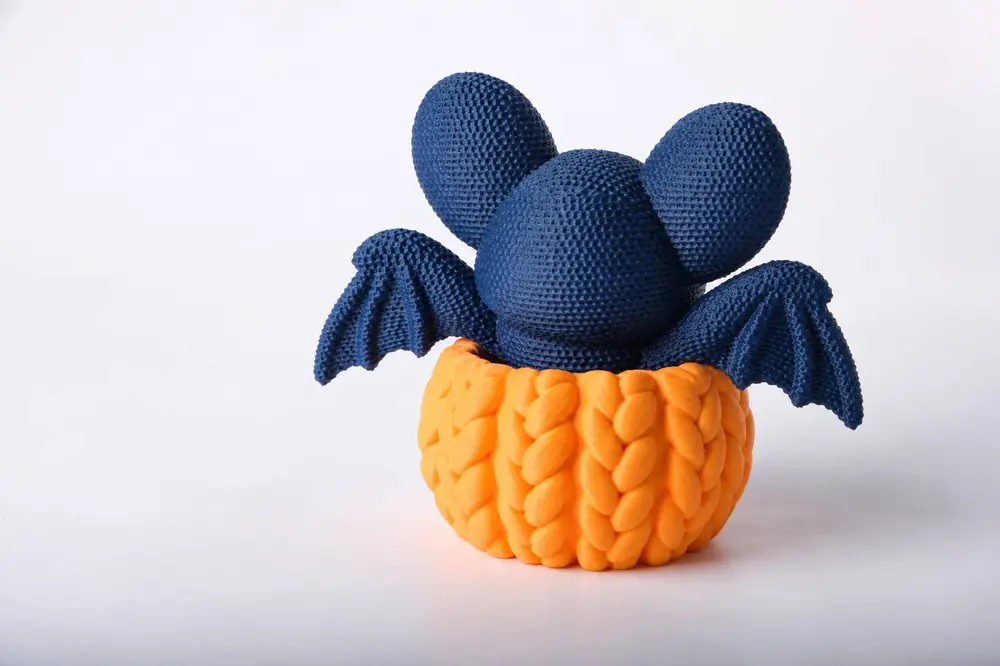 Cute Knitted Bat in Pumpkin – Halloween Figurine