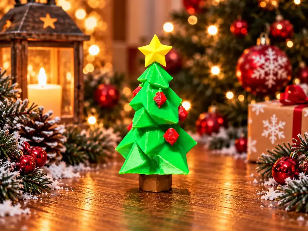 Low Poly Christmas Tree with Ornaments & Star