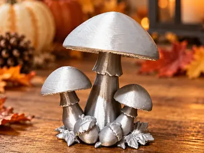 Autumn Mushroom Trio with Acorns&Leaves–Fall Decor