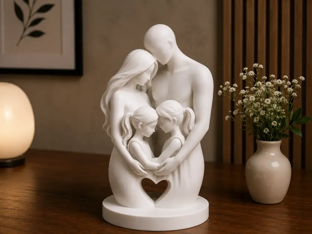 Family Love Sculpture-Parents with Two Daughters