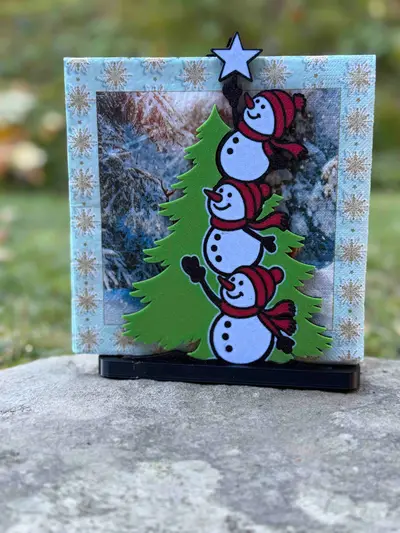 Christmas Napkin Holder – Snowmen & Tree