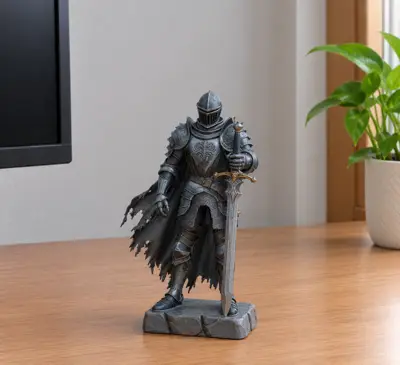 Dark Gothic Knight Statue with Greatsword | Single Color & Anycubic Friendly