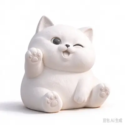 Q版招手小猫摆件