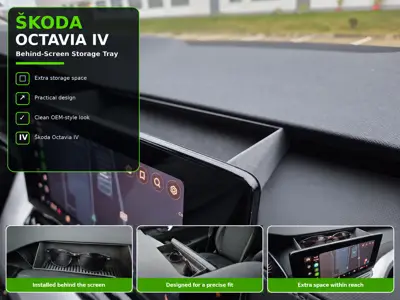 SKODA OCTAVIA IV – Behind-Screen Storage Tray with Ventilation