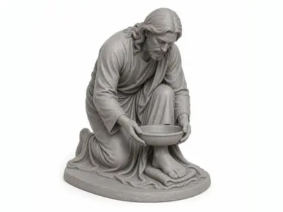 Jesus Kneeling with Basin