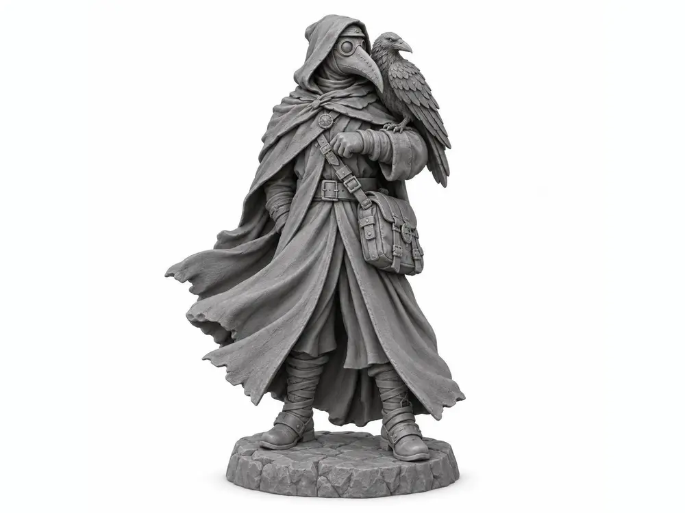 Plague Doctor with Raven