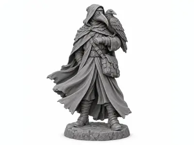 Plague Doctor with Raven