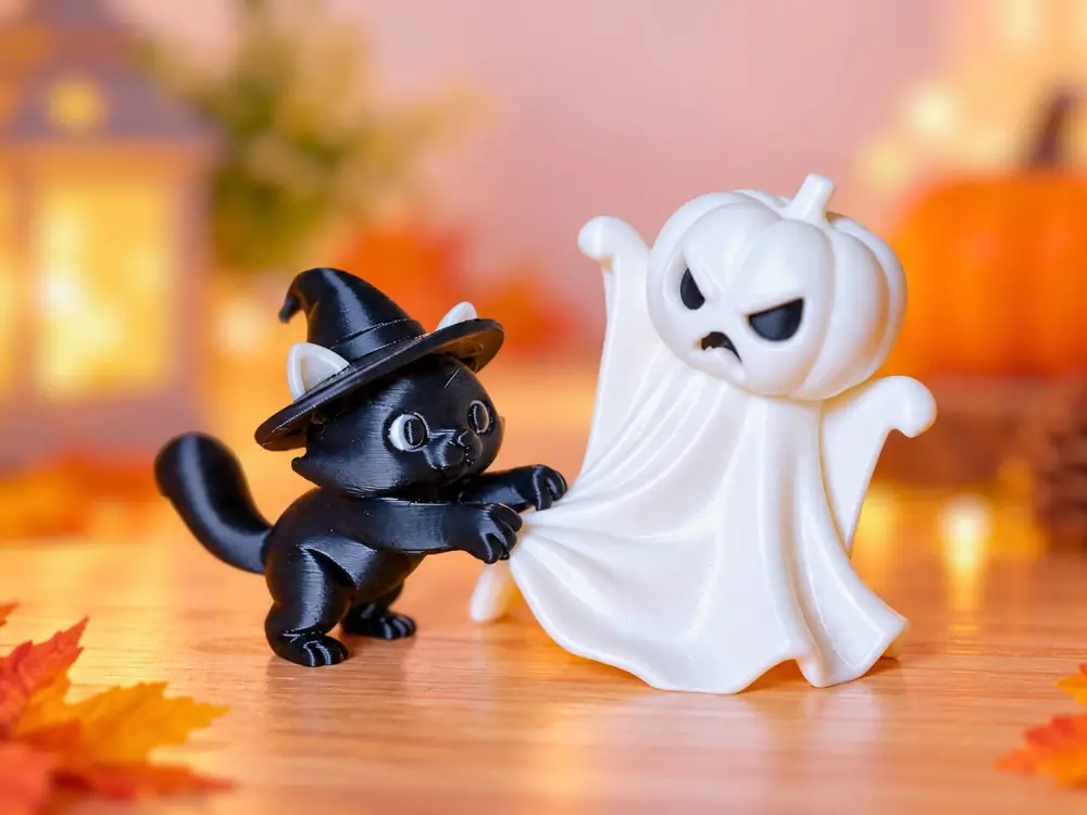 Cat vs Ghost Pumpkin