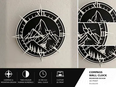 Mountain Compass Wall Clock