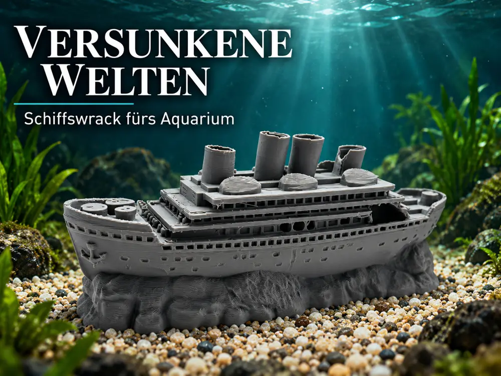 Schiffswrack auf Felsen – Aquarium-Dekoration