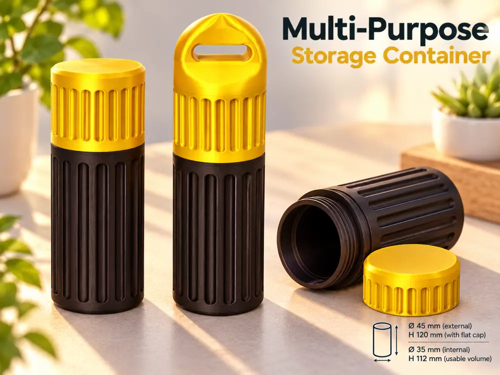 Multi-Purpose Ribbed Storage Container - Two Screw-On Lid Options