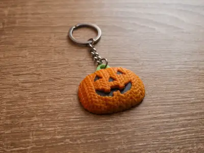 Knitted Pumpkin Keychain