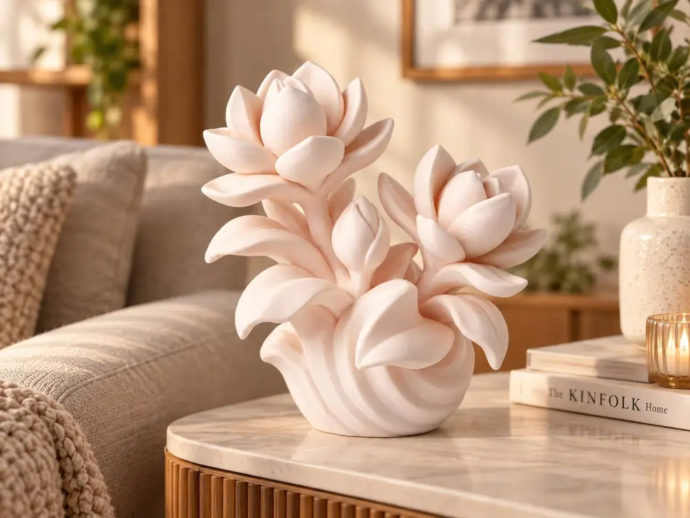 Elegant Floral Sculpture - Layered Petals Design
