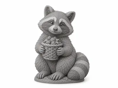Raccoon with Berry Basket