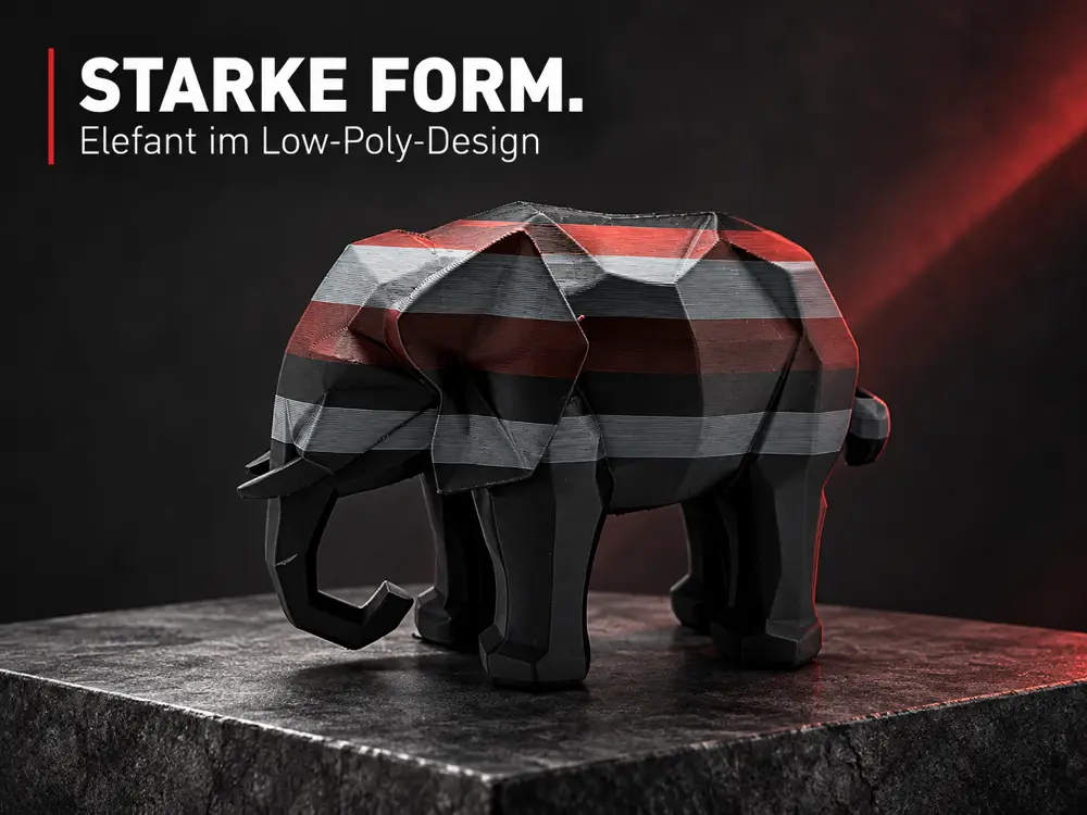 Low-Poly-Elefant – Moderne geometrische Dekofigur